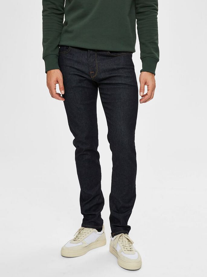 Dark Blue Leon Mid Rise Slim Fit Jeans