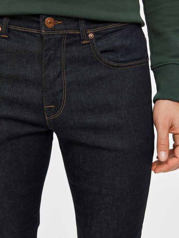 Dark Blue Leon Mid Rise Slim Fit Jeans