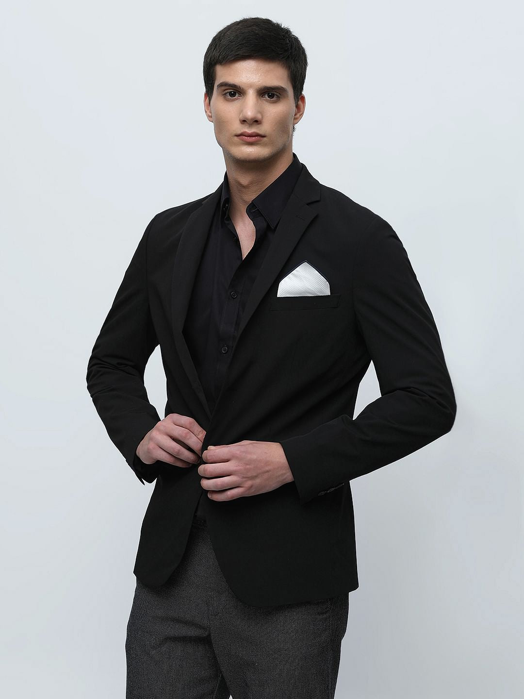 Black Slim Fit Full Sleeves Formal Shirt
