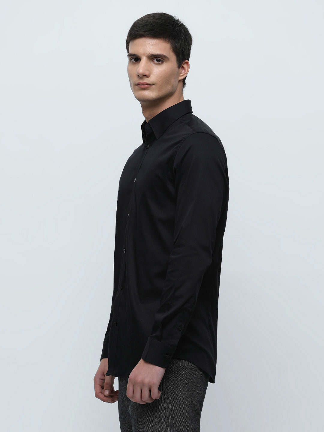 Black Slim Fit Full Sleeves Formal Shirt