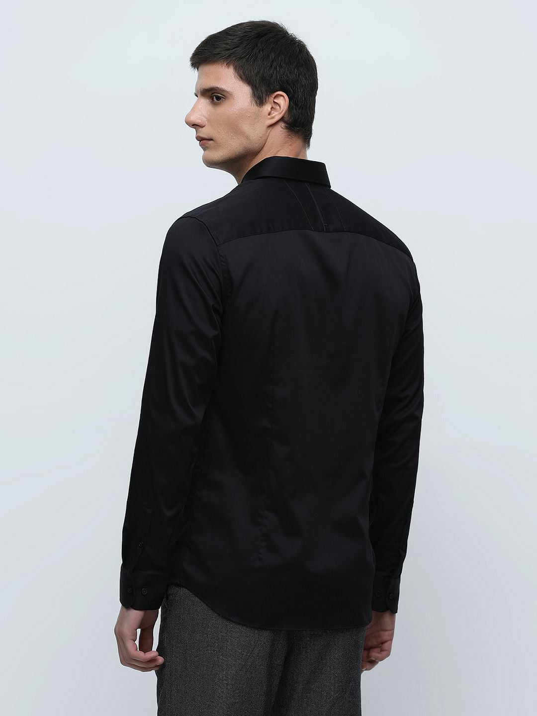 Black Slim Fit Full Sleeves Formal Shirt