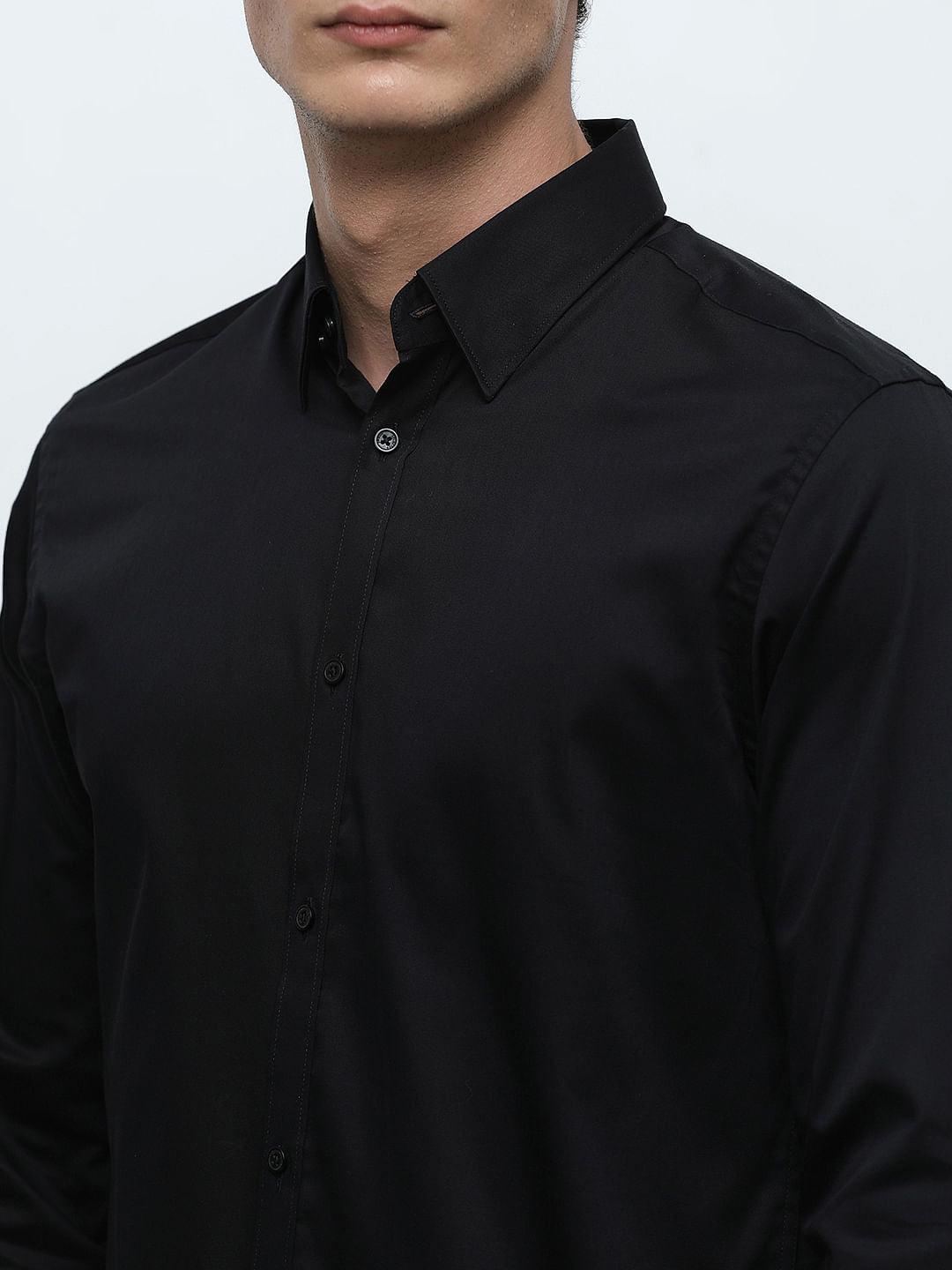 Black Slim Fit Full Sleeves Formal Shirt