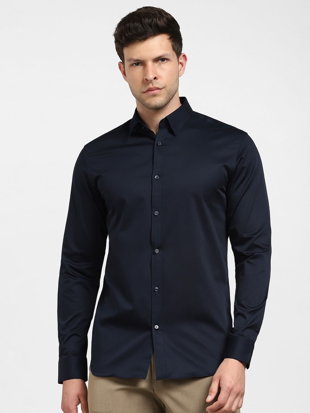 Navy Blue Slim Fit Full Sleeves Formal Shirt