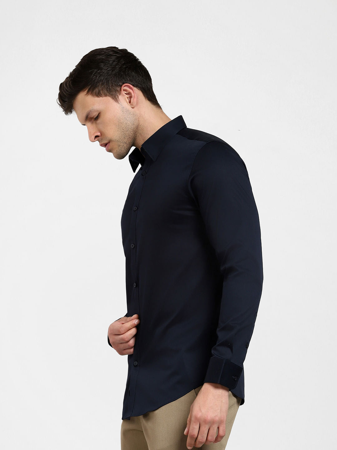 Navy Blue Slim Fit Full Sleeves Formal Shirt