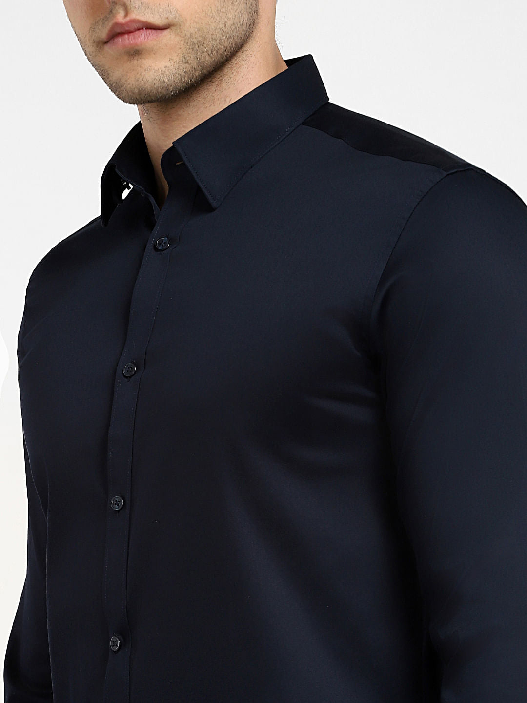 Navy Blue Slim Fit Full Sleeves Formal Shirt