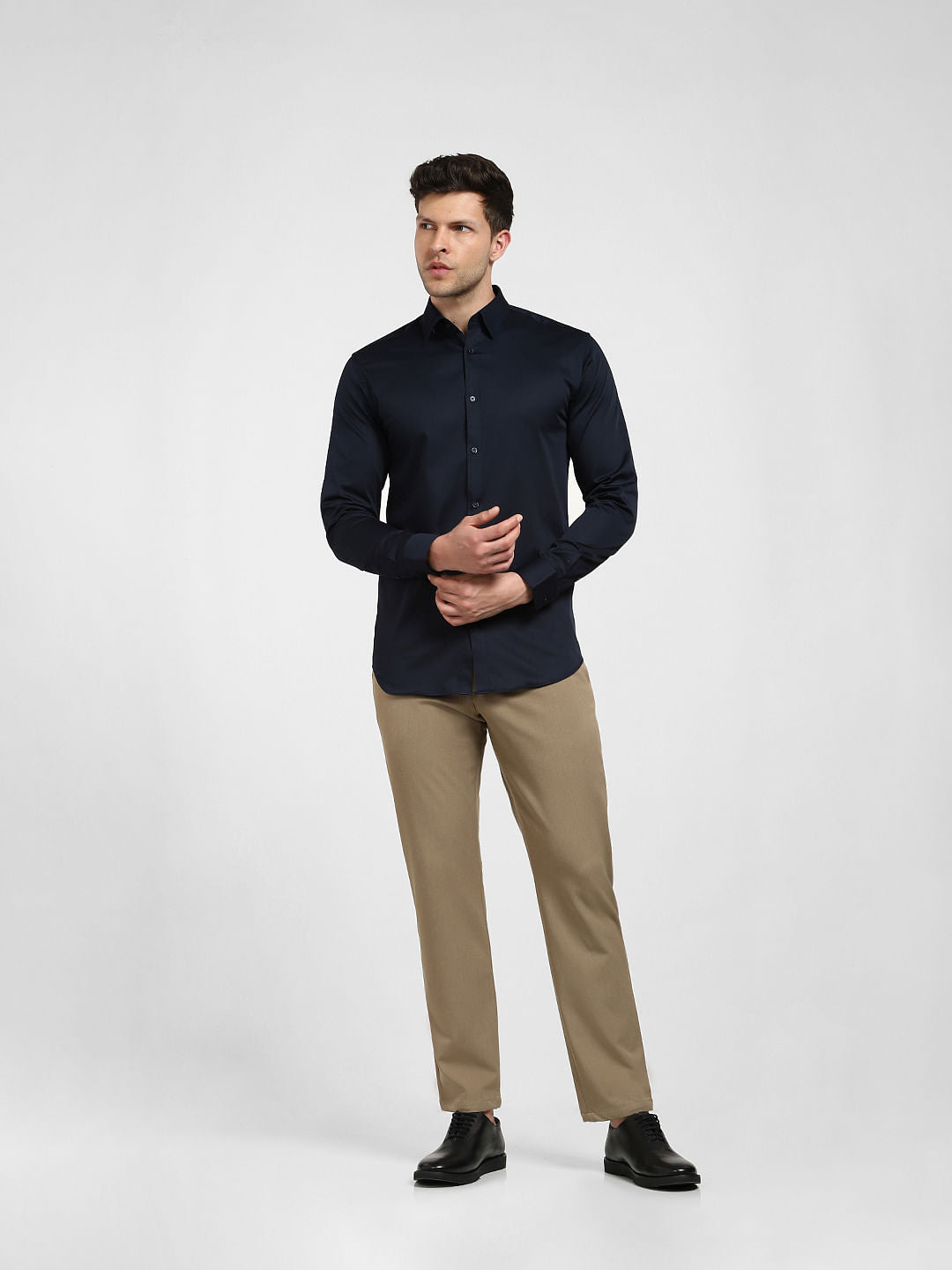 Navy Blue Slim Fit Full Sleeves Formal Shirt