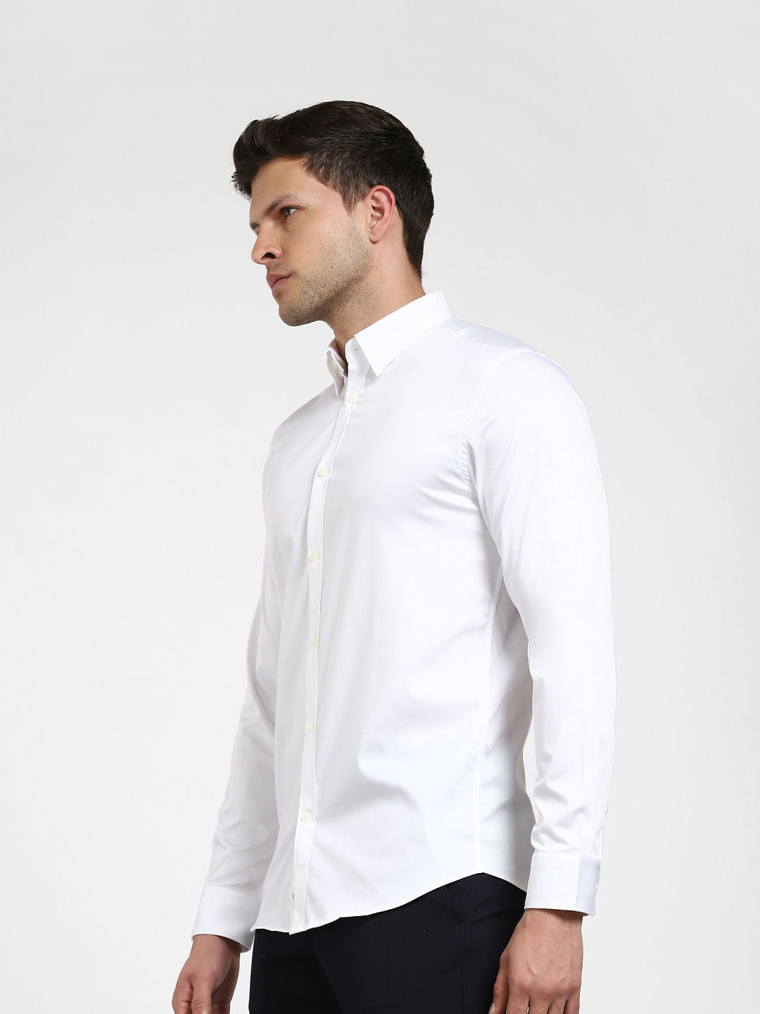 White Slim Fit Full Sleeves Formal Shirt