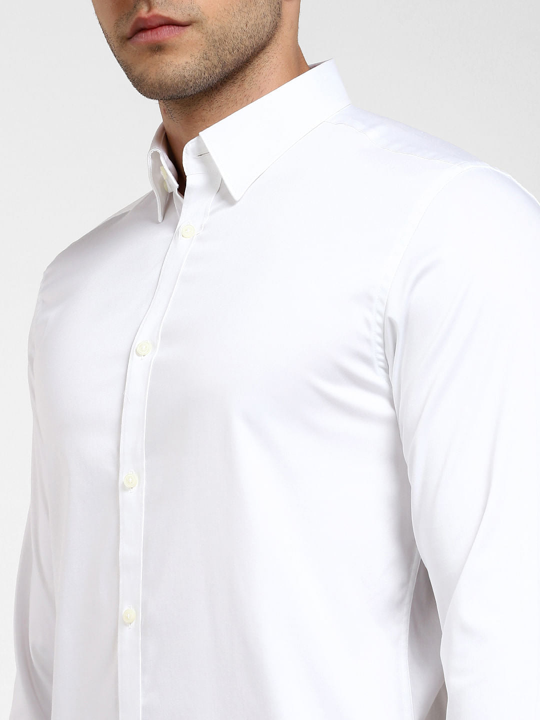 White Slim Fit Full Sleeves Formal Shirt