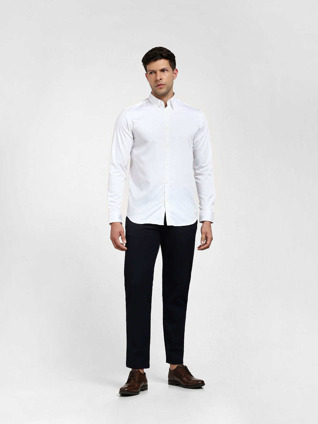 White Slim Fit Full Sleeves Formal Shirt