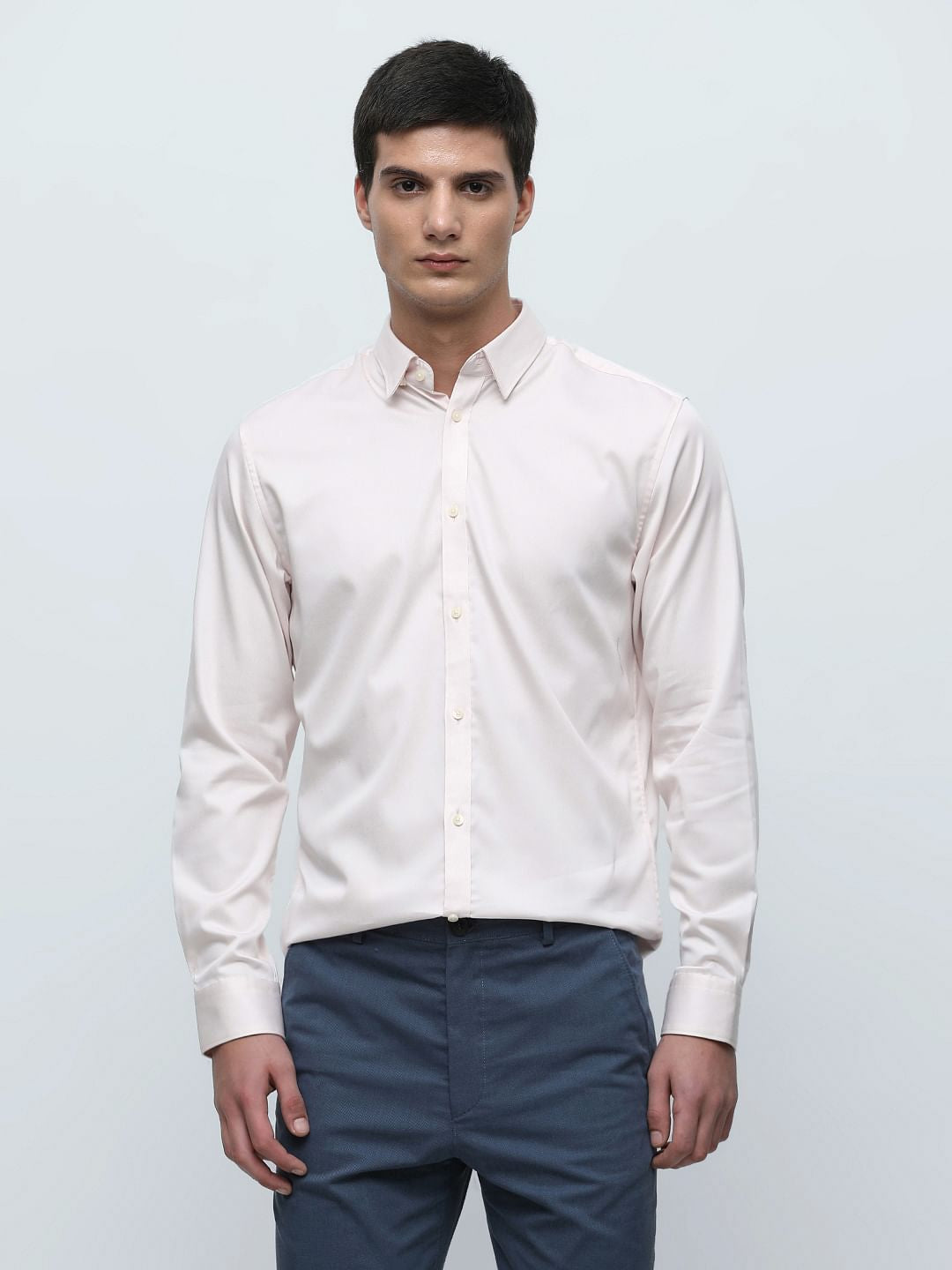 Pink Slim Fit Full Sleeves Formal Shirt