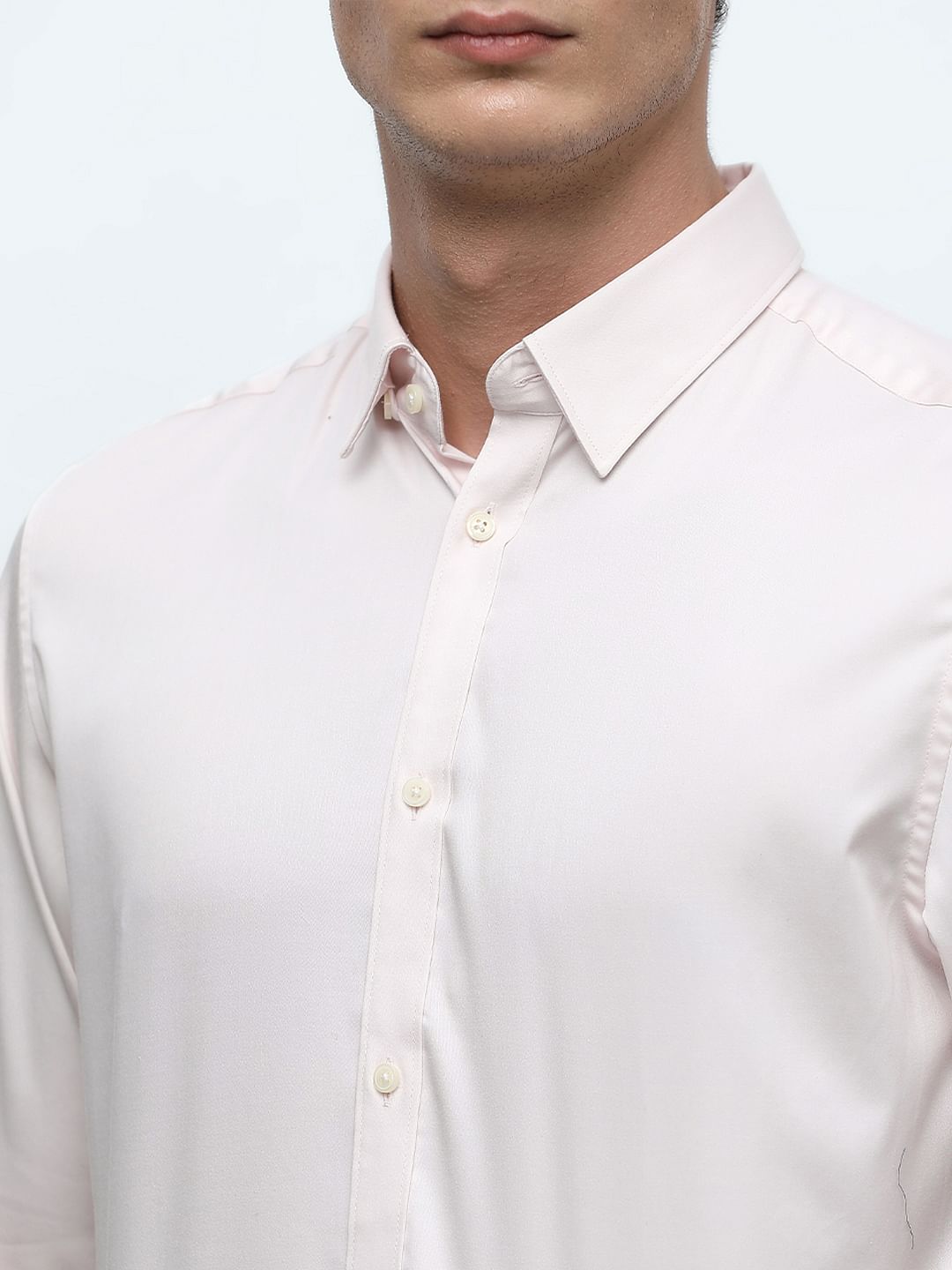 Pink Slim Fit Full Sleeves Formal Shirt