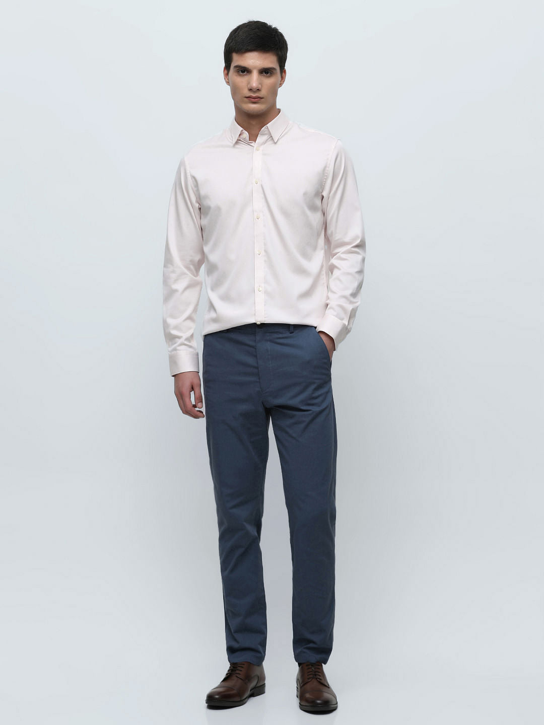 Pink Slim Fit Full Sleeves Formal Shirt