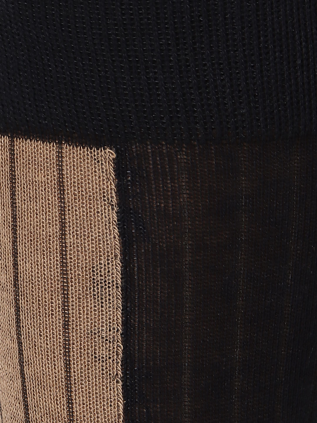 Beige Striped Mid Calf Length Socks