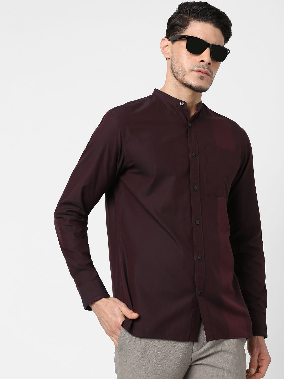 Wine Red Full Sleeves Shirt