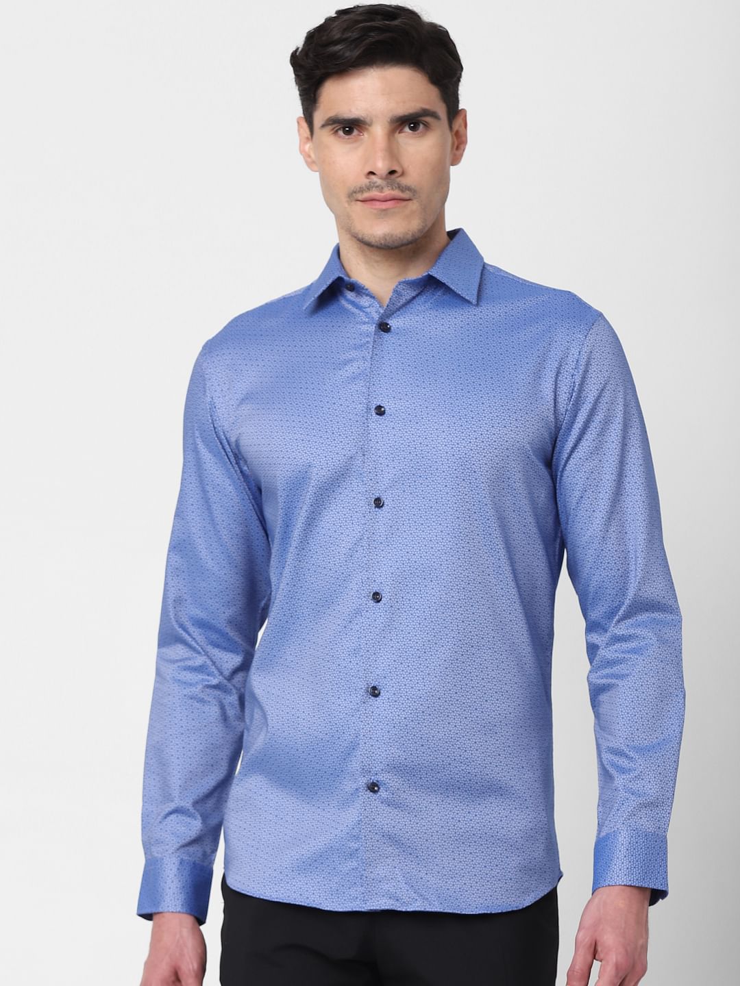 Blue All Over Print Full Sleeves Shirt