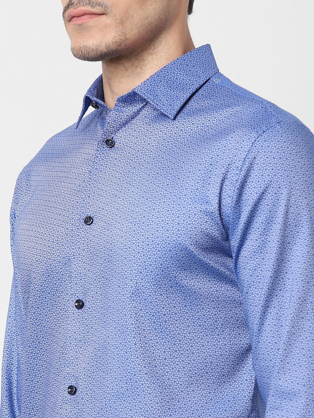 Blue All Over Print Full Sleeves Shirt