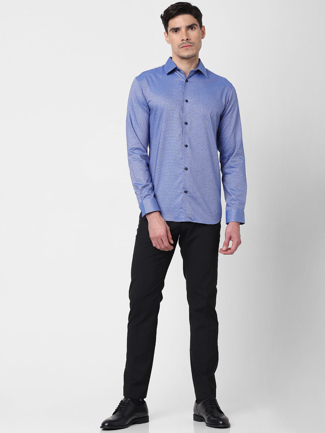 Blue All Over Print Full Sleeves Shirt