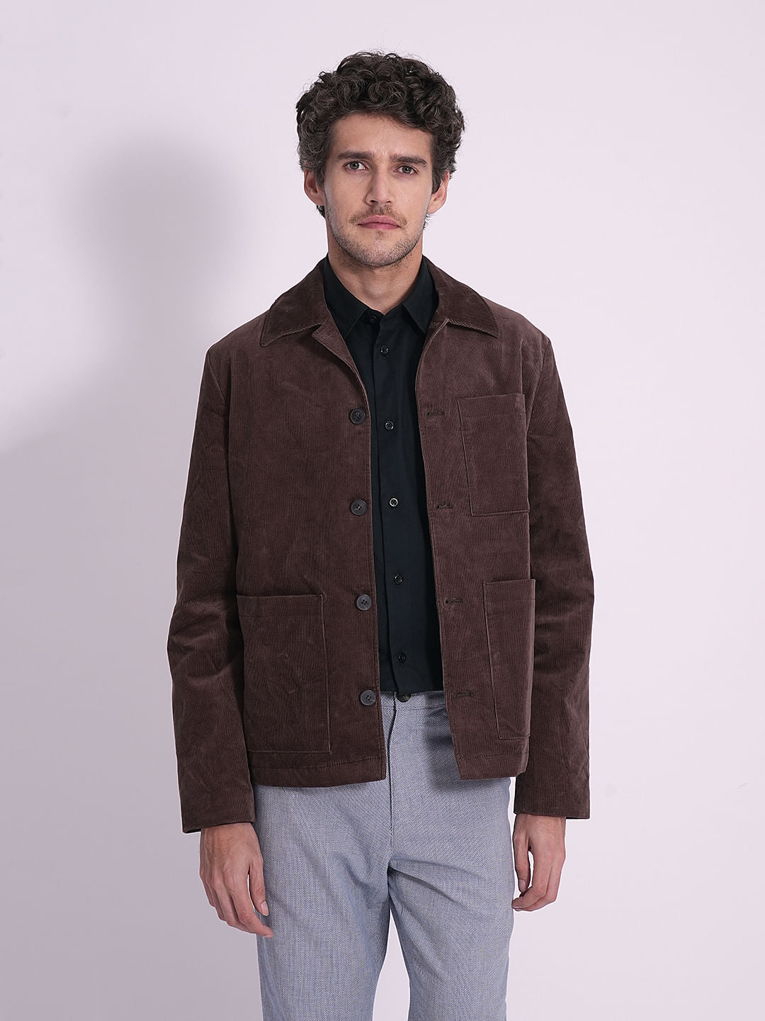 Black Twill Cotton Regular Fit Shirt