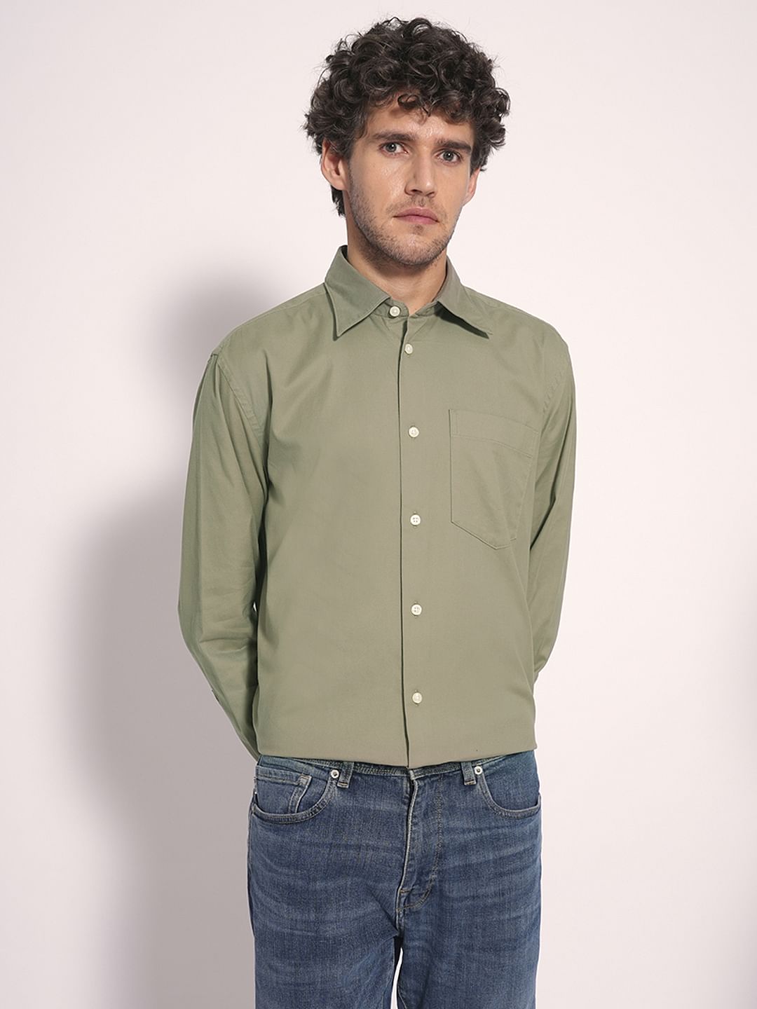 Green Twill Cotton Shirt