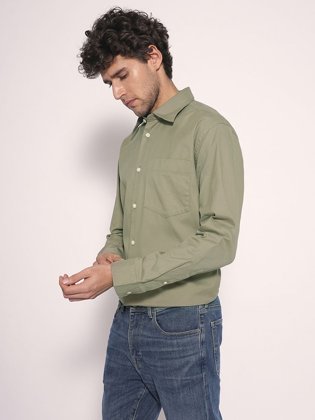 Green Twill Cotton Shirt