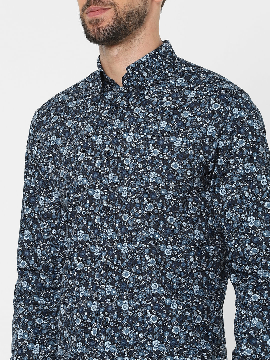 Blue Floral Organic Cotton Full Sleeves Shirt