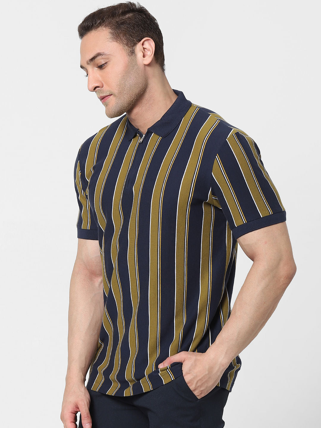 Blue Striped Polo T-Shirt