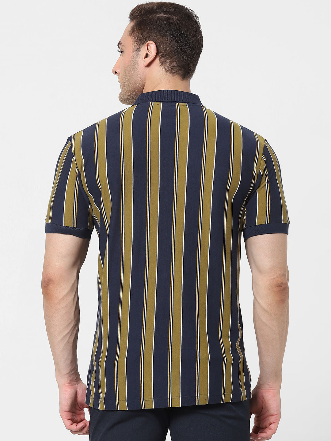 Blue Striped Polo T-Shirt
