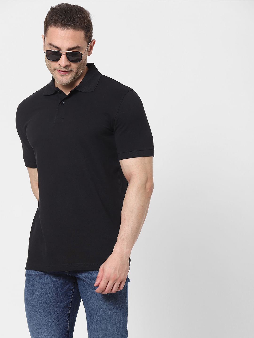 Black Organic Cotton Polo T-Shirt
