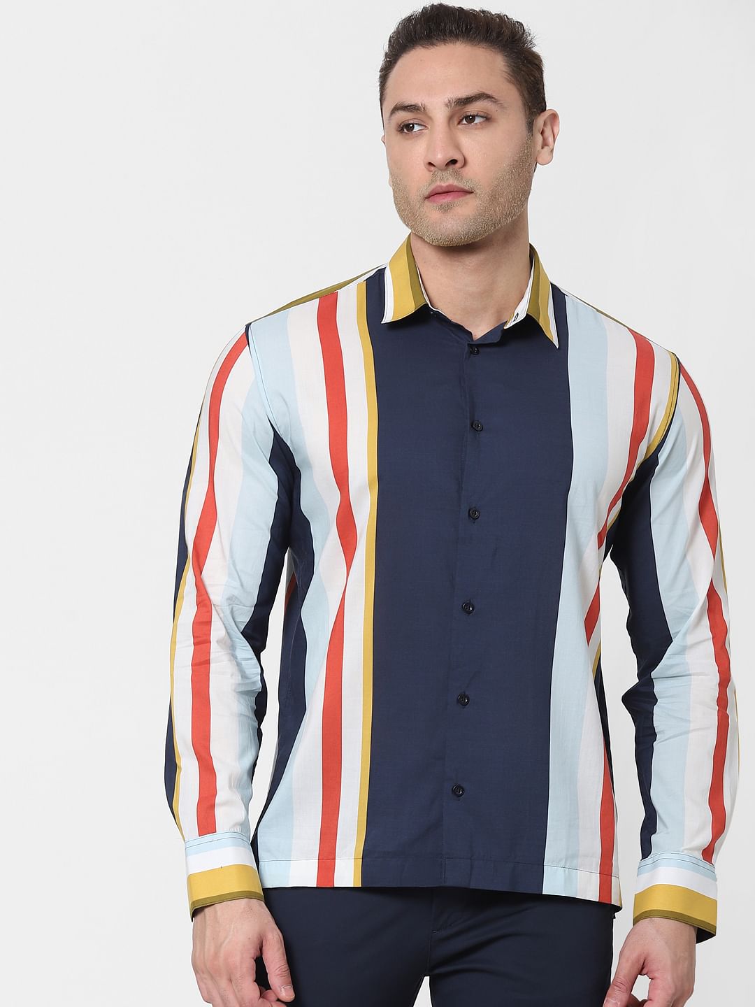 Multi-Coloured Colourblocked Full Sleeves Shirt