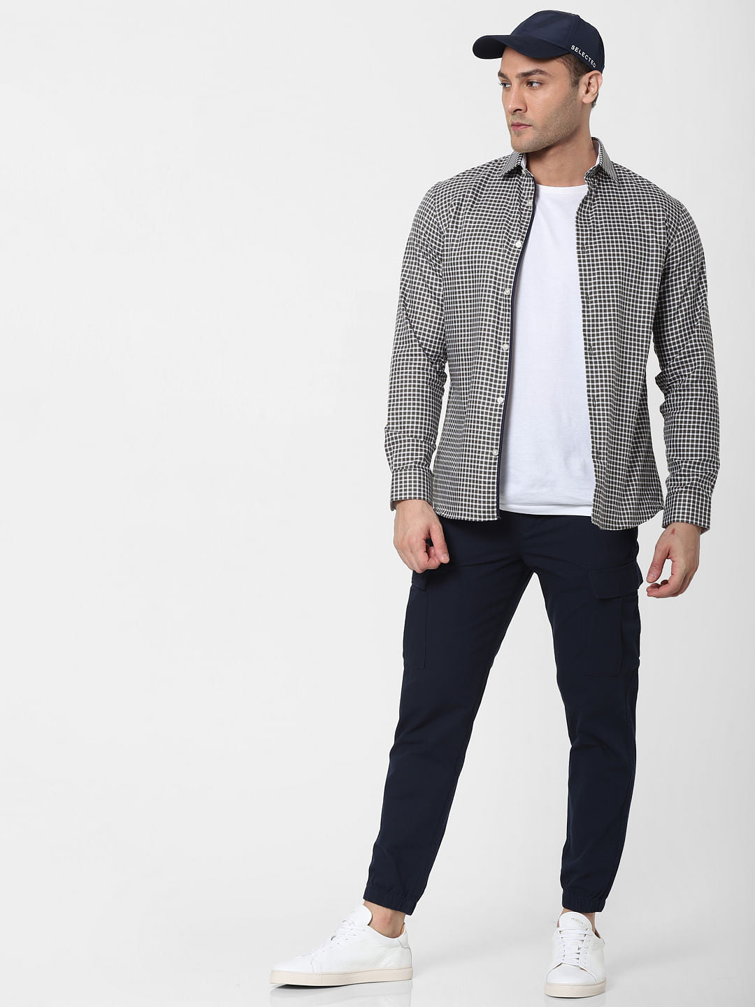 Olive Green Check Full Sleeves Shirt