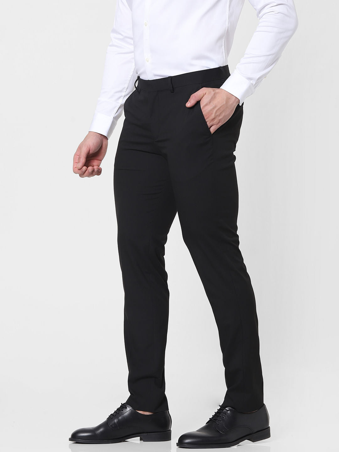 Black Mid Rise Slim Fit Trousers