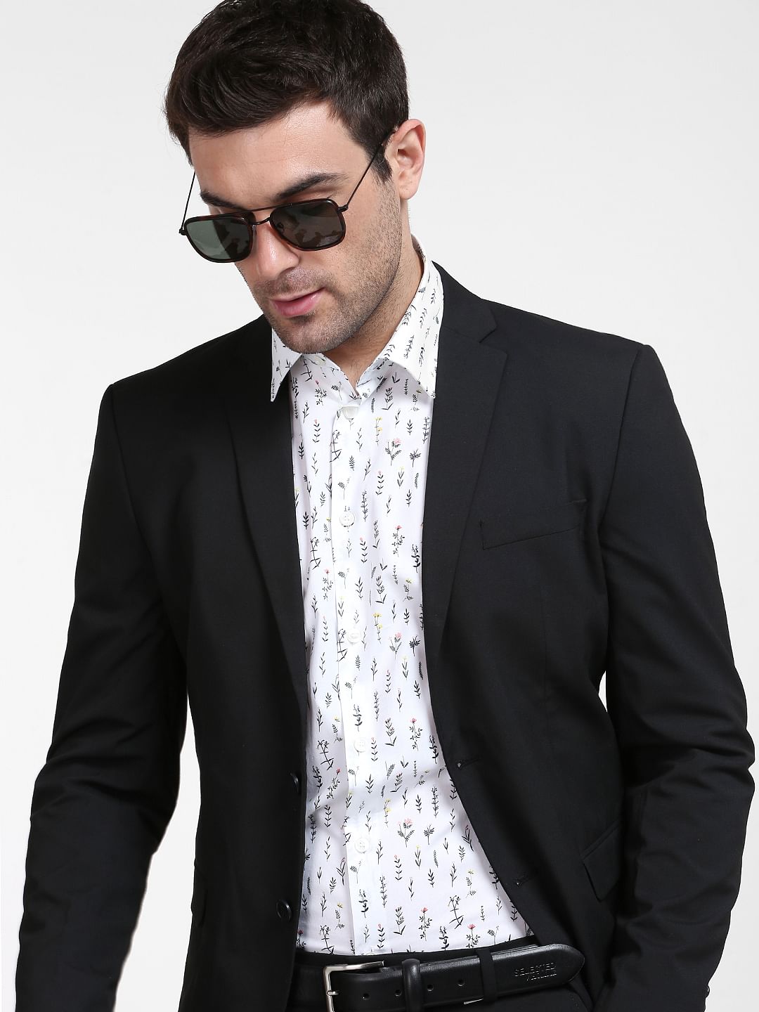 White Printed Full Sleeves Shirt