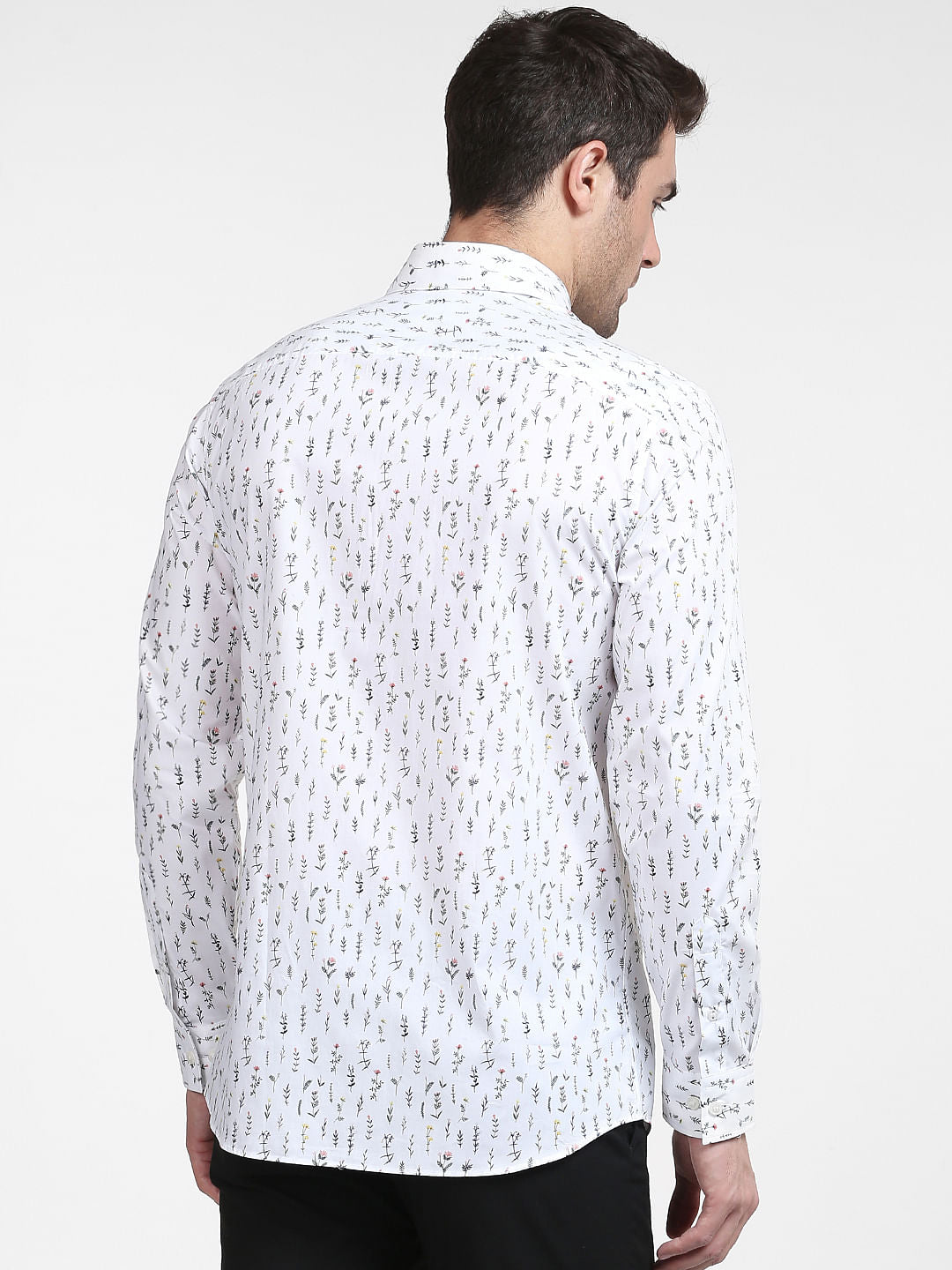 White Printed Full Sleeves Shirt