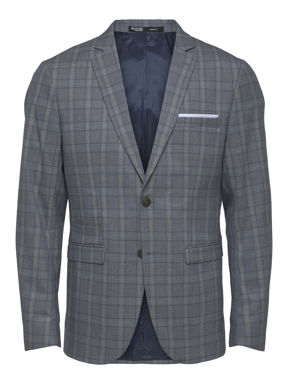Light Blue Checks Slim Fit Suit Blazer