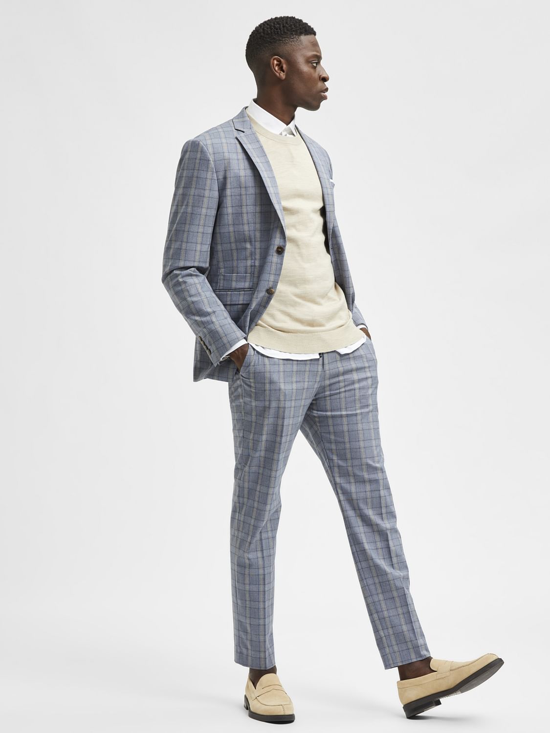 Blue Slim Fit Suit Trousers