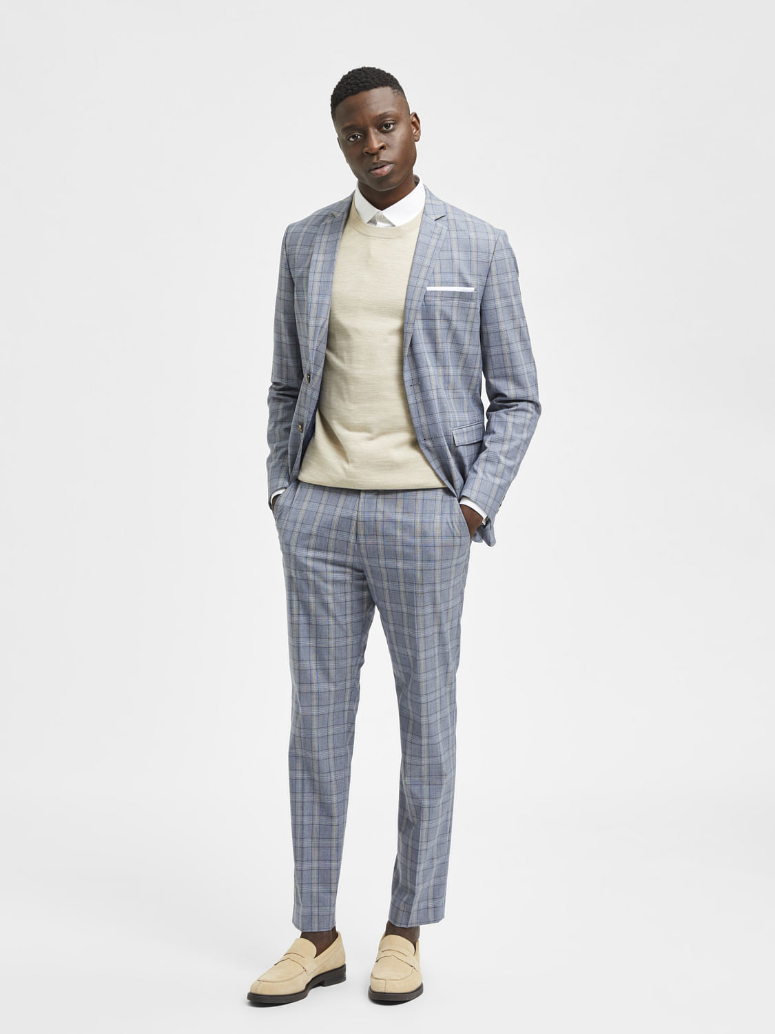 Blue Slim Fit Suit Trousers