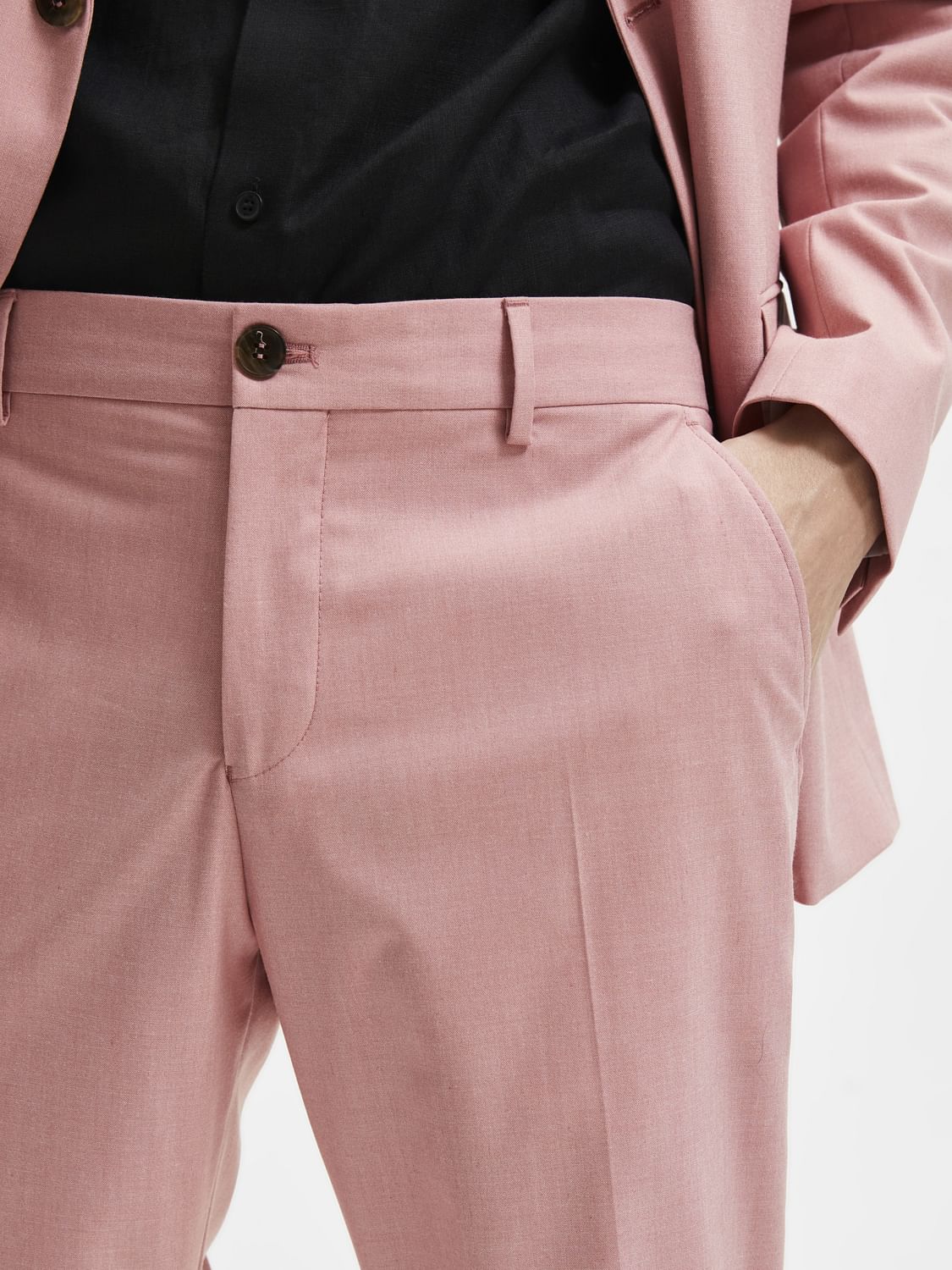Light Pink Slim Fit Suit Trousers