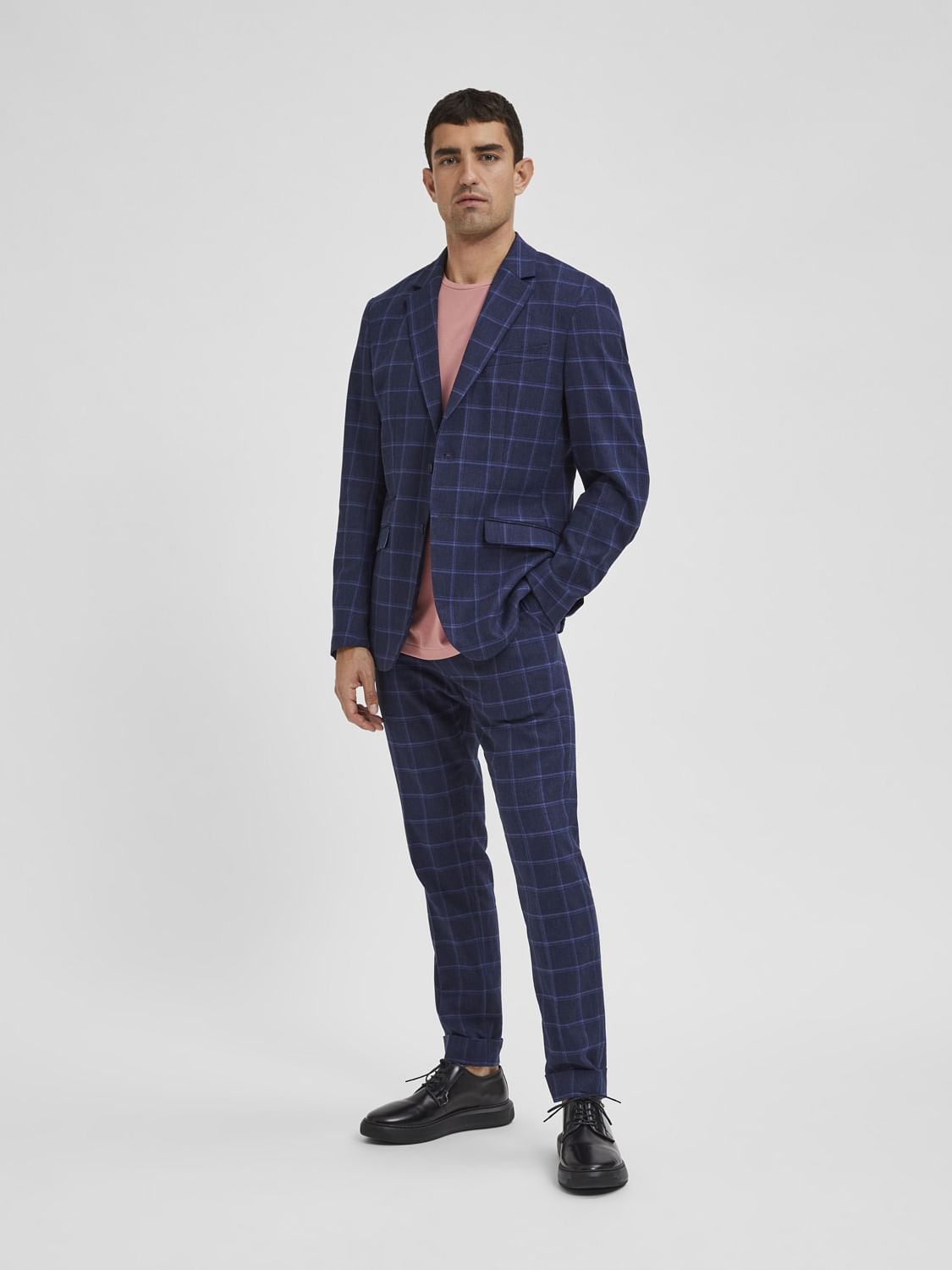 Blue Check Slim Fit Suit Blazer