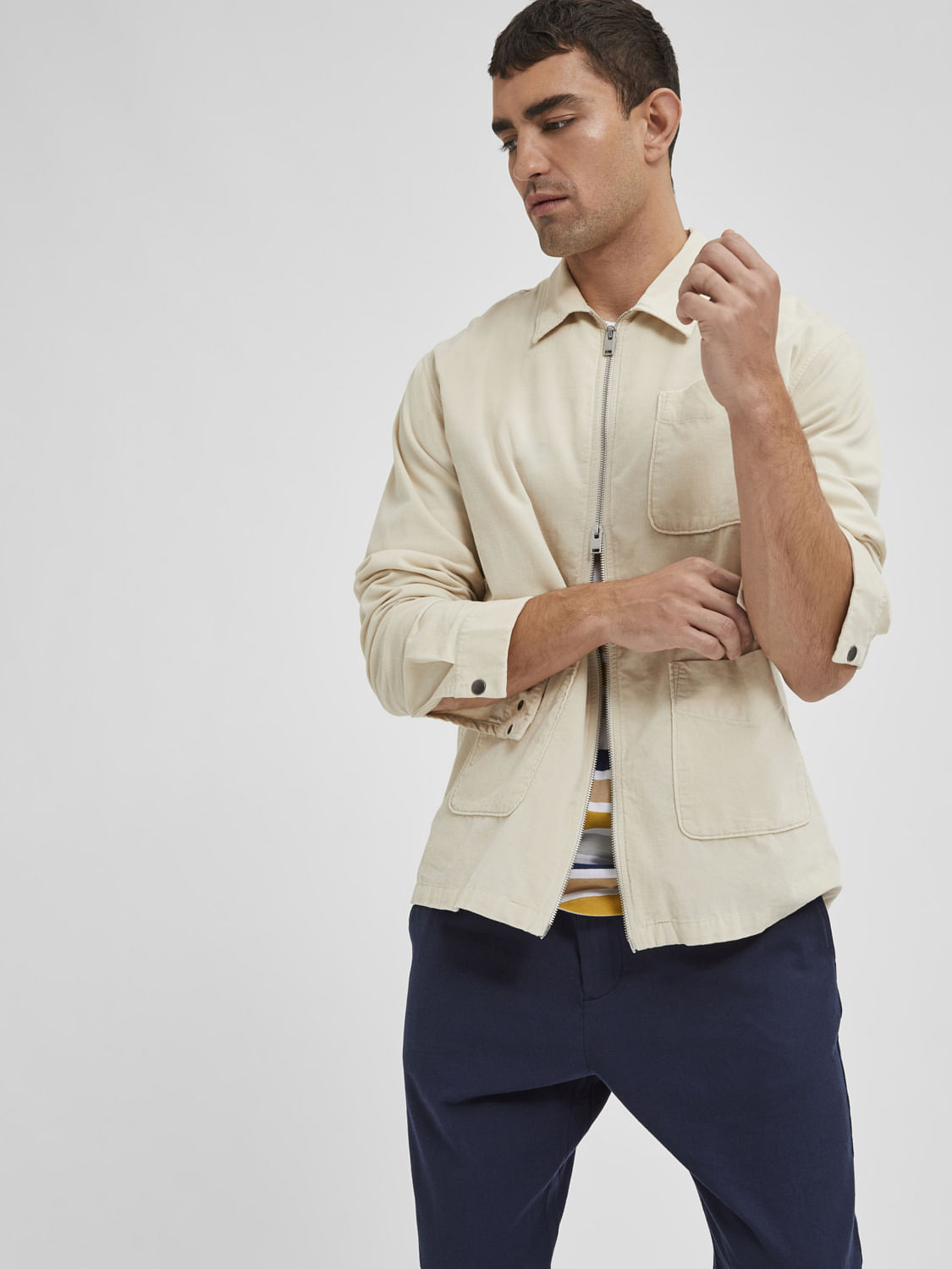 Beige Organic Cotton Overshirt