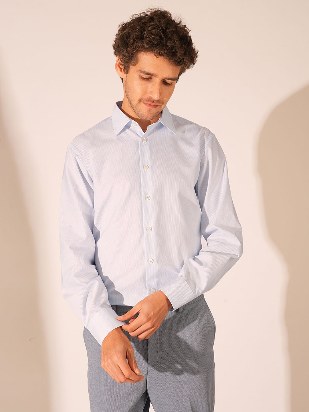Light Blue Striped Formal Shirt