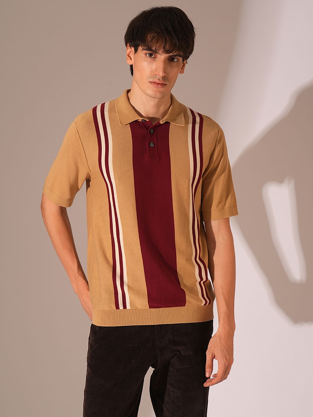 Brown Organic Cotton Colourblocked Polo