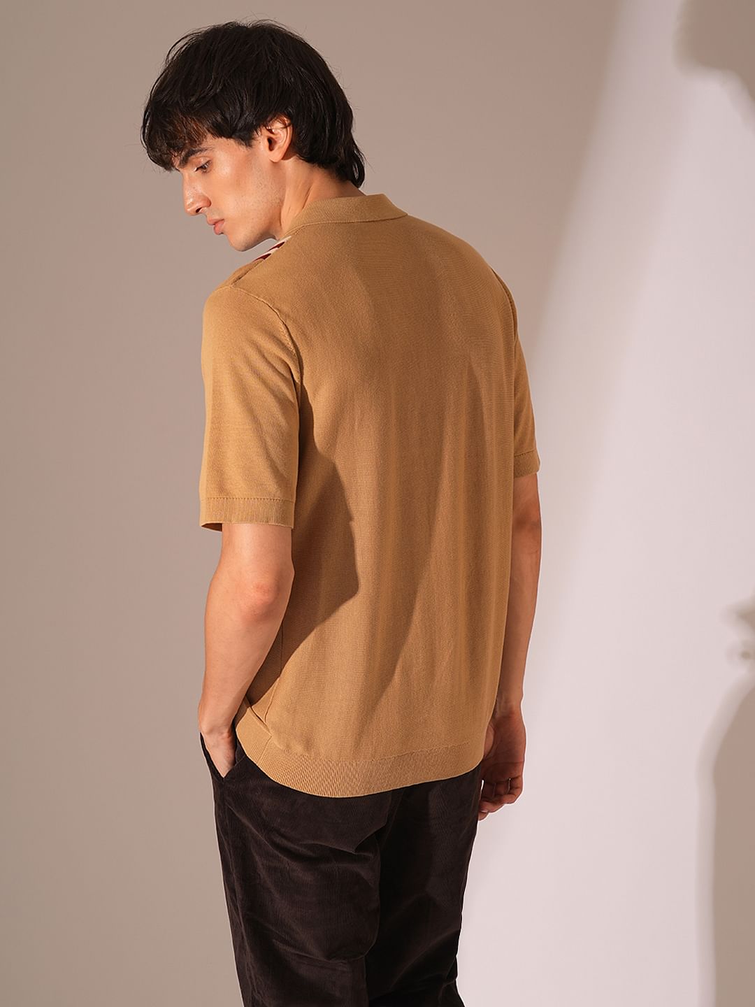 Brown Organic Cotton Colourblocked Polo