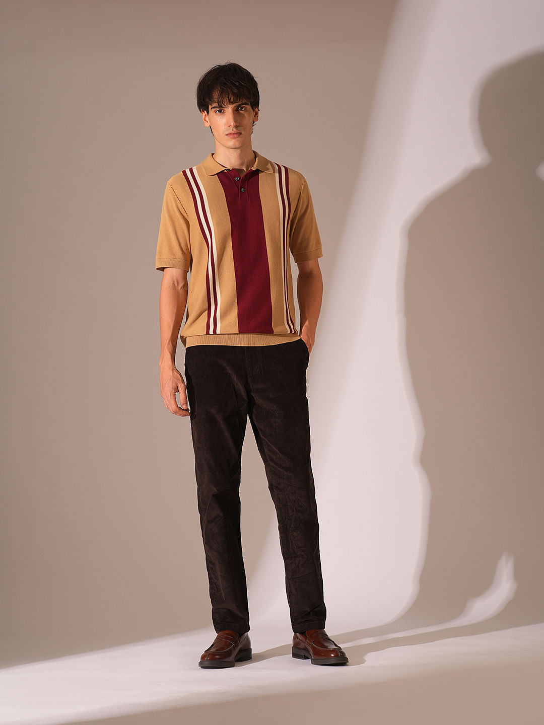 Brown Organic Cotton Colourblocked Polo