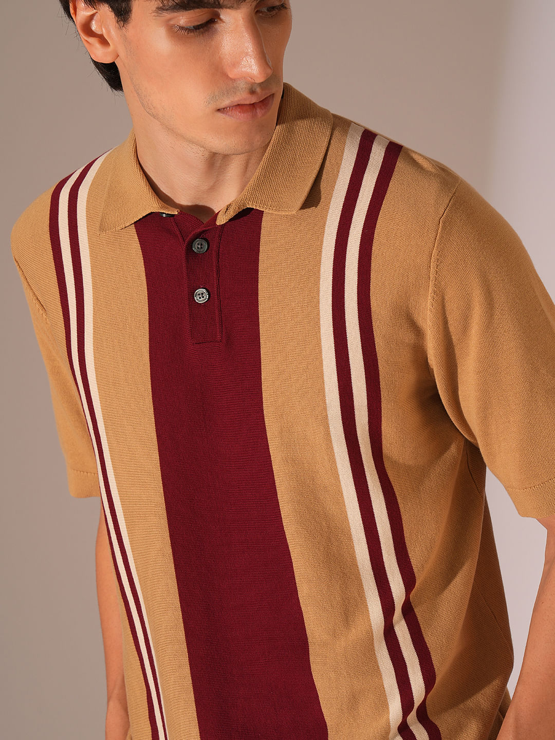 Brown Organic Cotton Colourblocked Polo