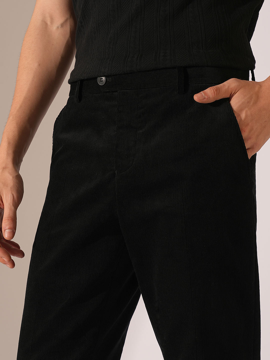 Black Corduroy Suit Set Trousers