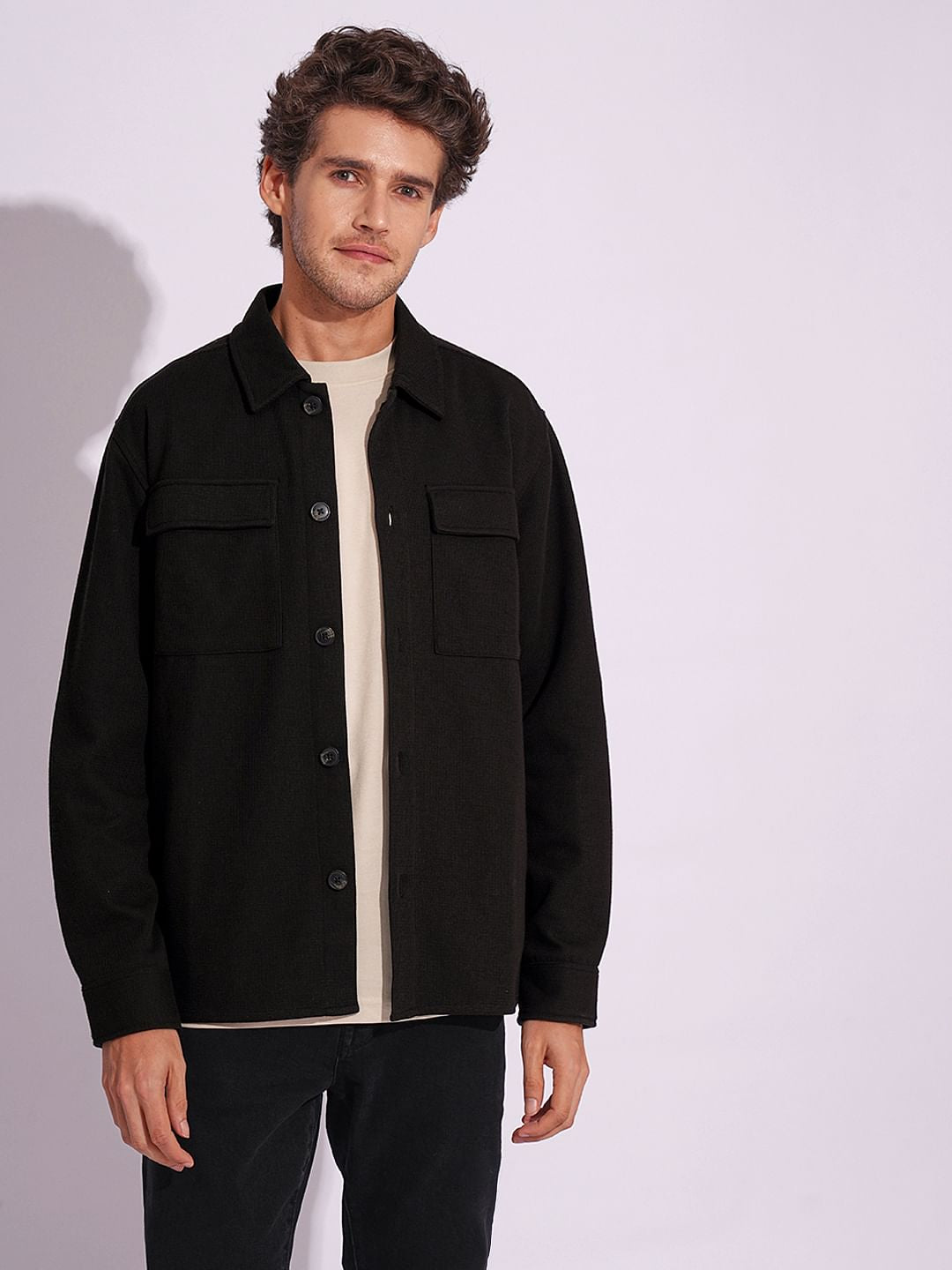 Black Jersey Overshirt