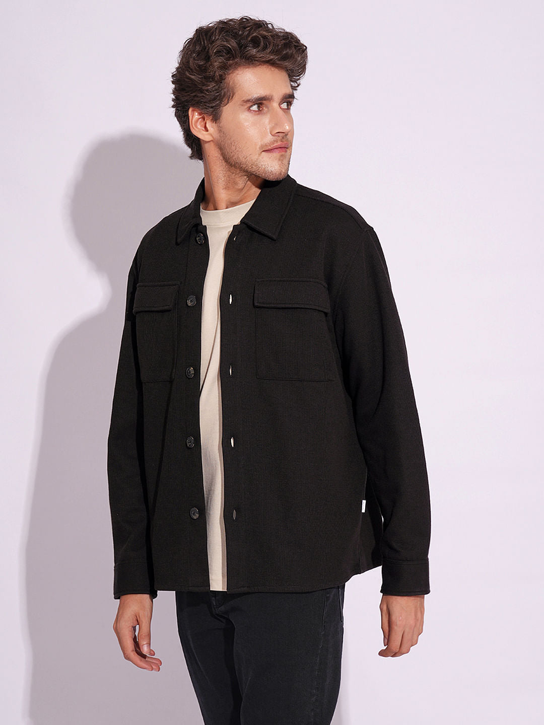 Black Jersey Overshirt