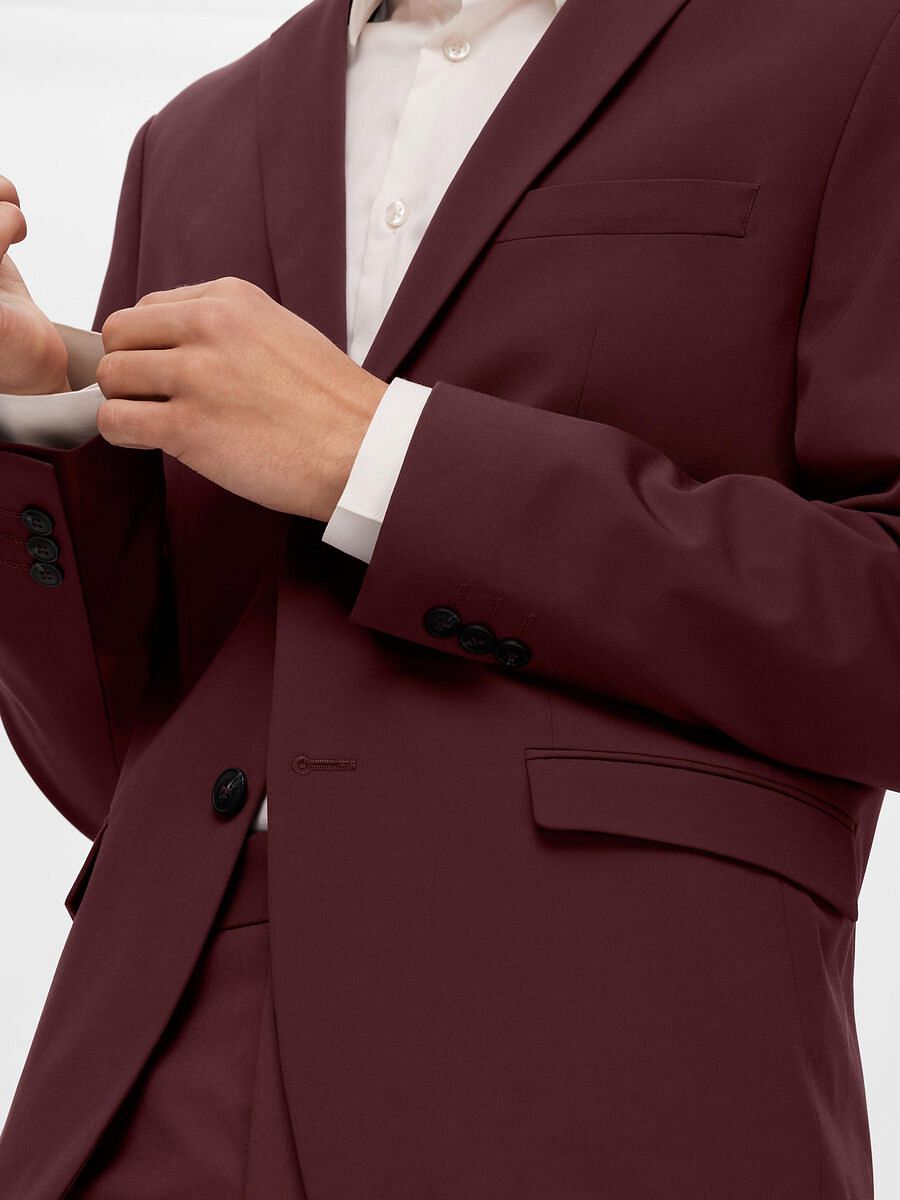 Maroon Slim Fit Suit-Set Blazer