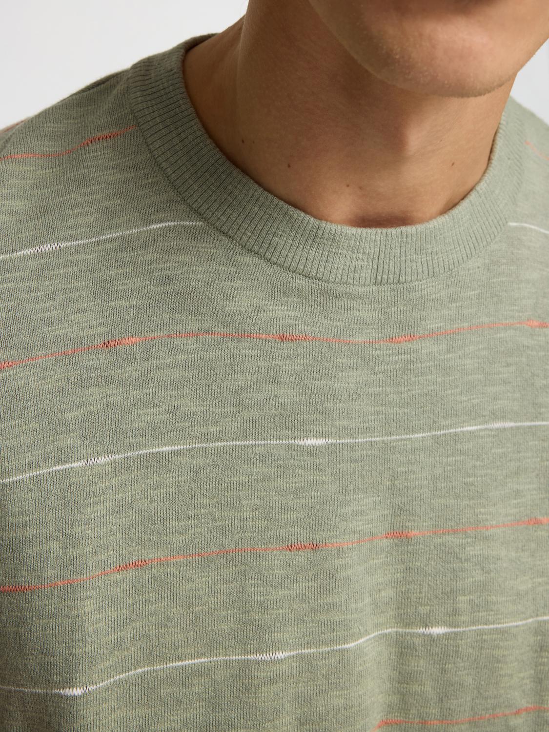 Green Striped Knitted T-Shirt