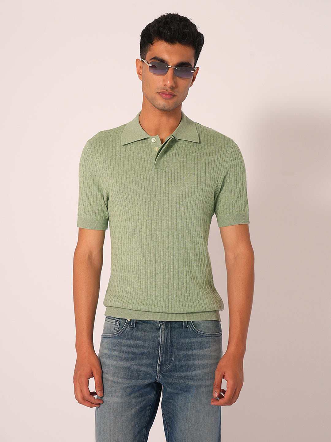 Green Organic Cotton Knitted Polo